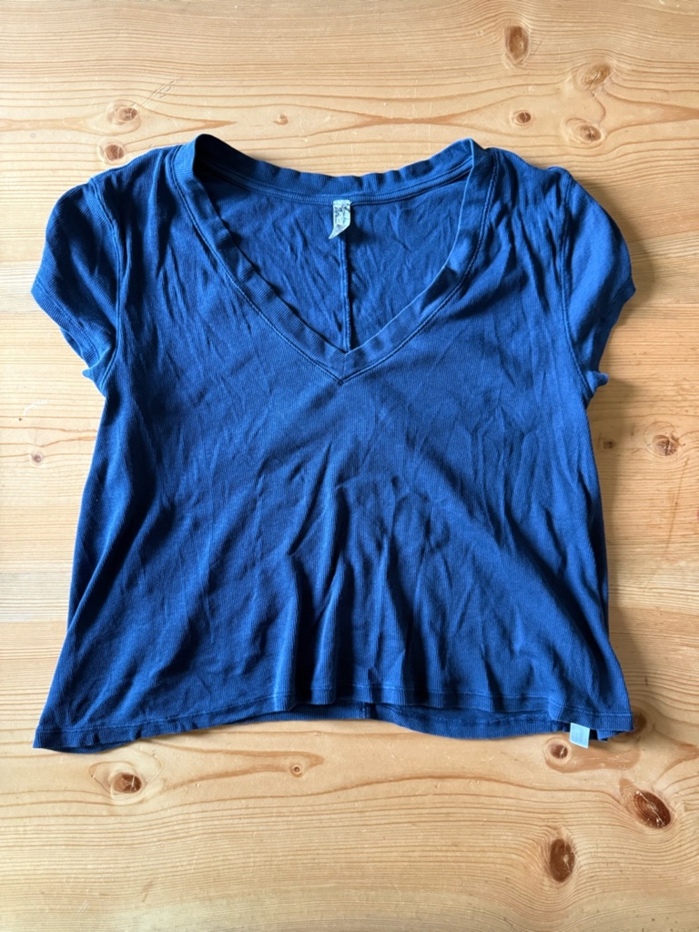 Free People Navy Blue V-Neck Tee